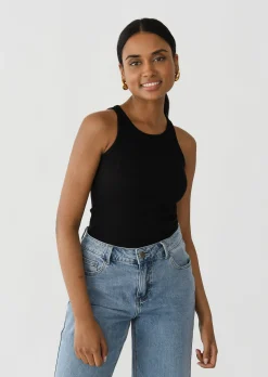 Hauts^Outfitbook Débardeur côtelé en coton NOIR