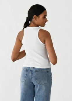 Hauts^Outfitbook Débardeur côtelé en coton BLANC