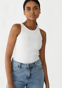 Hauts^Outfitbook Débardeur côtelé en coton BLANC