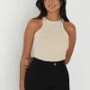 Hauts^Outfitbook Débardeur en maille à liseré contrastant BEIGE