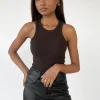 Hauts^Outfitbook Débardeur en maille côtelée MARRON