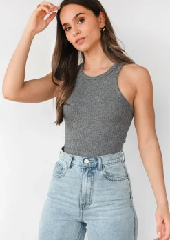 Hauts^Outfitbook Débardeur en maille côtelée GRIS
