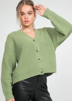 Pulls L Cardigans^Outfitbook Gilet boutonné en grosse maille sauge VERT