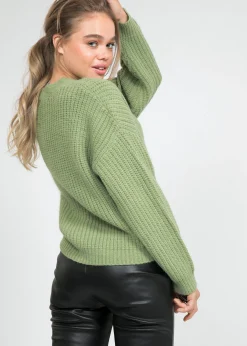 Pulls L Cardigans^Outfitbook Gilet boutonné en grosse maille sauge VERT