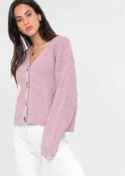 Pulls L Cardigans^Outfitbook Gilet boutonné en grosse maille lavande LILAS