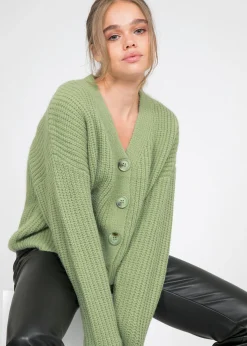 Pulls L Cardigans^Outfitbook Gilet boutonné en grosse maille sauge VERT