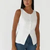 Pulls L Cardigans | Hauts^Outfitbook Gilet costume en lin BLANC
