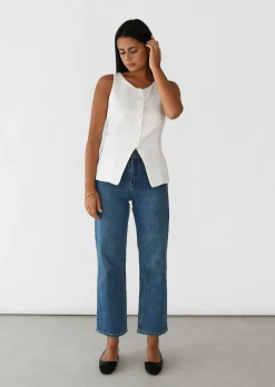 Pulls L Cardigans | Hauts^Outfitbook Gilet costume en lin BLANC