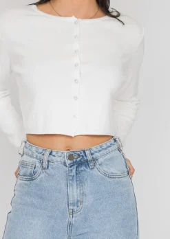 Pulls L Cardigans^Outfitbook Gilet court boutonné BLANC