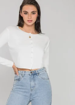 Pulls L Cardigans^Outfitbook Gilet court boutonné BLANC