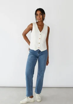 Pulls L Cardigans | Hauts^Outfitbook Gilet en lin sans manches BLANC