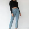 Jeans^Outfitbook Jean bleu avec ceinture asymétrique