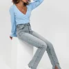 Jeans^Outfitbook Jean clair coupe droite fendu sur les côtés BLEU