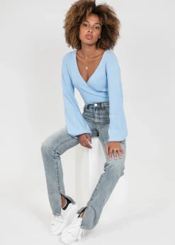 Jeans^Outfitbook Jean clair coupe droite fendu sur les côtés BLEU