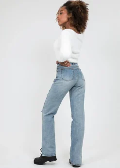 Jeans^Outfitbook Jean bleu déchiré fendu