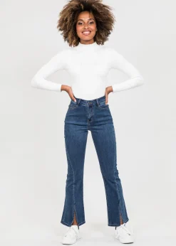 Jeans^Outfitbook Jean bleu foncé fendu sur le devant
