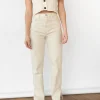 Jeans^Outfitbook Jean droit taille haute fendu sur les côtés BEIGE
