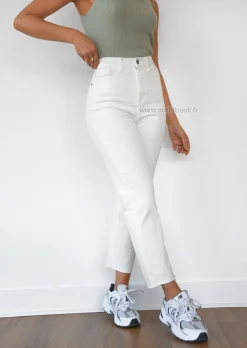 Jeans^Outfitbook Jean mom fit taille haute BLANC