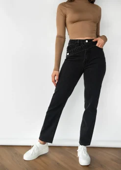 Jeans^Outfitbook Jean avec ceinture asymétrique NOIR