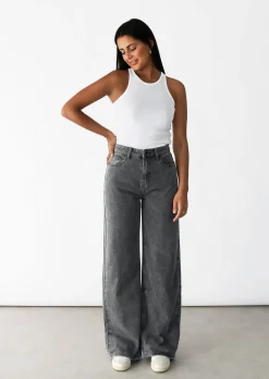 Jeans^Outfitbook Jean wide leg GRIS