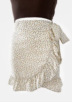 Jupes^Outfitbook Jupe he imprimée fleurie à volants BLANC