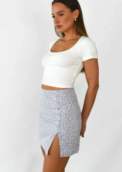 Jupes^Outfitbook Jupe courte fleurie avec fente et boutons LILAS