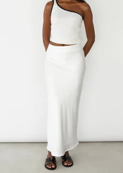 Jupes^Outfitbook Jupe en satin mi longue BLANC