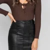 Jupes^Outfitbook Jupe en similicuir avec poches sur le devant noir
