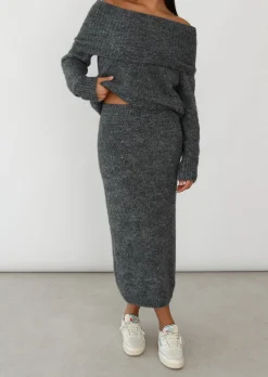 Jupes^Outfitbook Jupe longue en maille GRIS