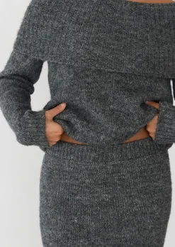 Jupes^Outfitbook Jupe longue en maille GRIS