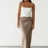 Jupes^Outfitbook Jupe longue en satin TAUPE