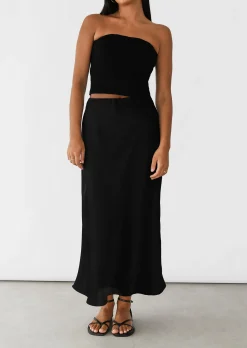 Jupes^Outfitbook Jupe longue en satin NOIR
