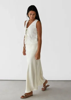 Jupes^Outfitbook Jupe longue en satin IVOIRE
