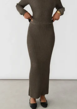 Jupes^Outfitbook Jupe longue maille MARRON