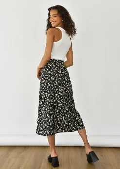 Jupes^Outfitbook Jupe mi longue imprimée NOIR