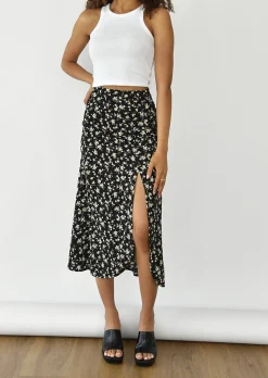 Jupes^Outfitbook Jupe mi longue imprimée NOIR