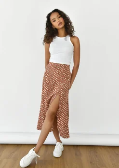 Jupes^Outfitbook Jupe mi longue imprimée marron BROWN