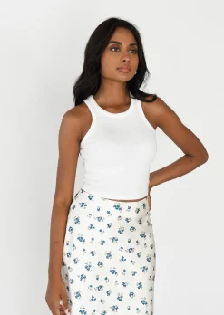 Jupes^Outfitbook Jupe satin fleuri BLANC