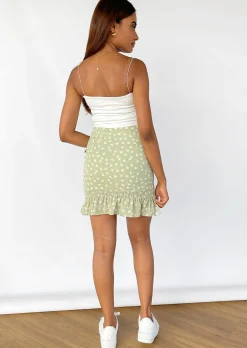 Jupes^Outfitbook Jupe e imprimée fleurie à volants VERT