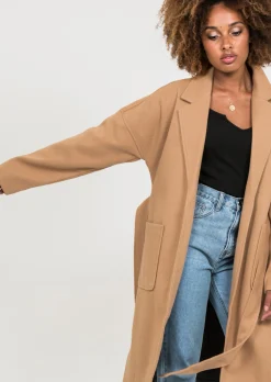 Vestes L Manteaux^Outfitbook Manteau long avec ceinture à nouer CAMEL