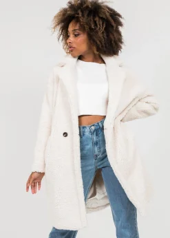 Vestes L Manteaux^Outfitbook Manteau long crème effet peau de mouton BEIGE