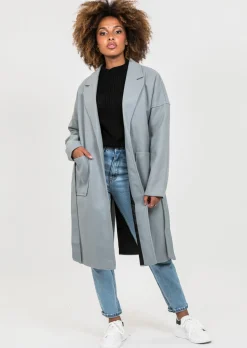 Vestes L Manteaux^Outfitbook Manteau long avec ceinture à nouer GRIS