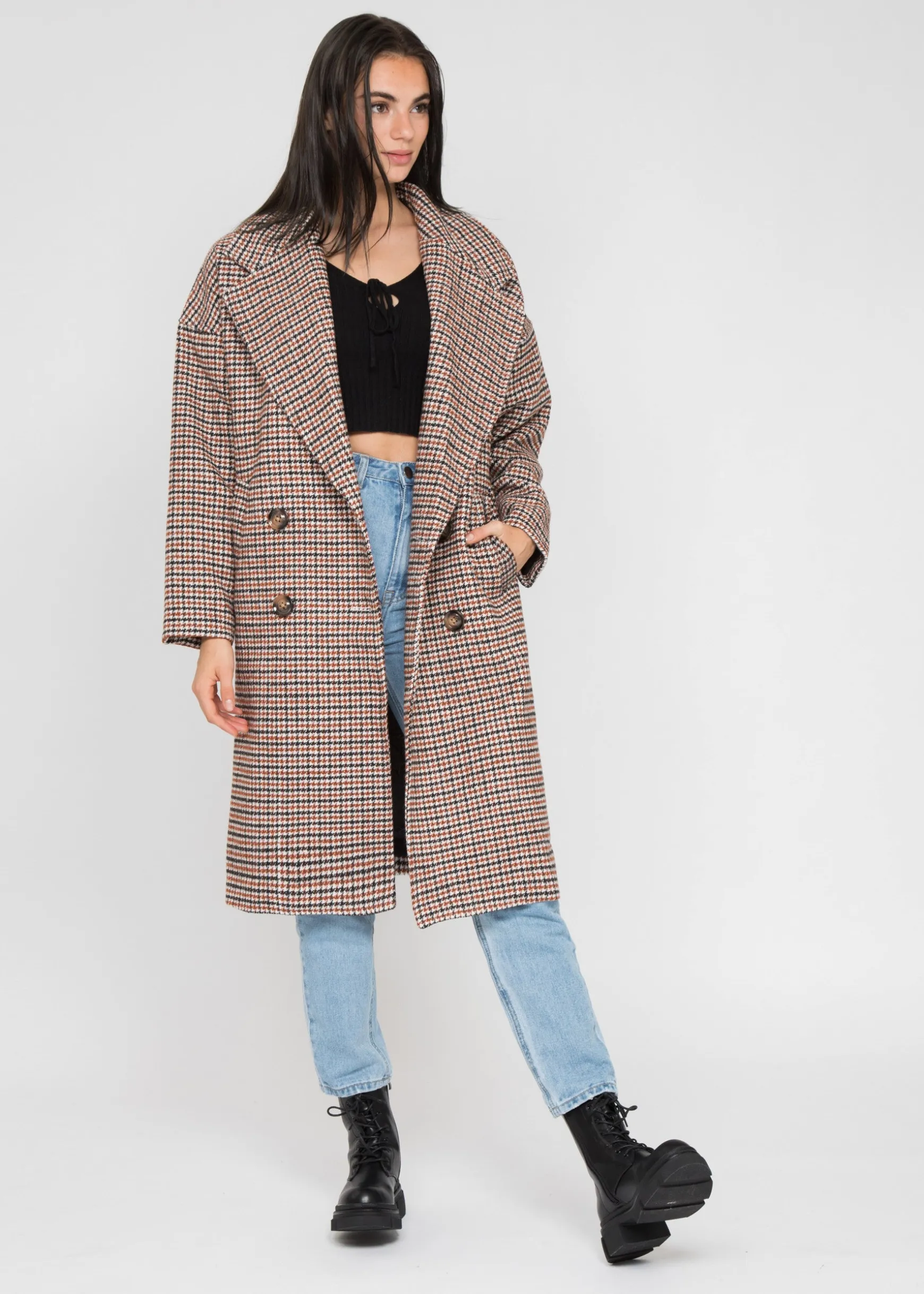 Vestes L Manteaux^Outfitbook Manteau long oversize à carreaux
