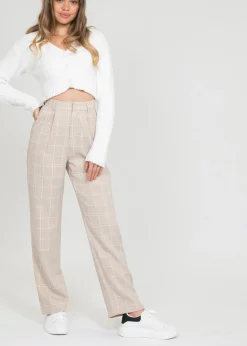 Pantalons^Outfitbook Pantalon taille haute à carreaux BEIGE
