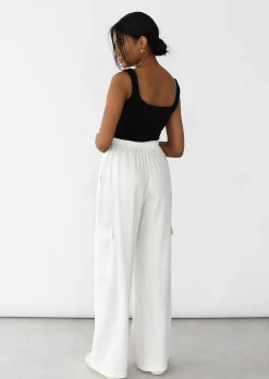Pantalons^Outfitbook Pantalon cargo lin BLANC