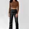 Pantalons^Outfitbook Pantalon droit en similicuir noir
