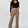 Pantalons^Outfitbook Pantalon droit en similicuir beige