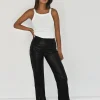 Pantalons^Outfitbook Pantalon droit similicuir fendu NOIR