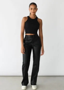Pantalons^Outfitbook Pantalon droit similicuir NOIR