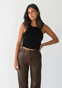 Pantalons^Outfitbook Pantalon droit similicuir MARRON